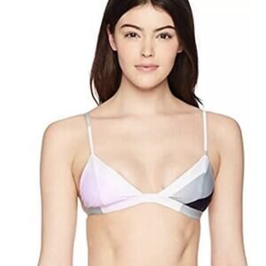 NWT Mara Hoffman Astrid Sage Multi Bikini Top Triangle Swim Beach Size M